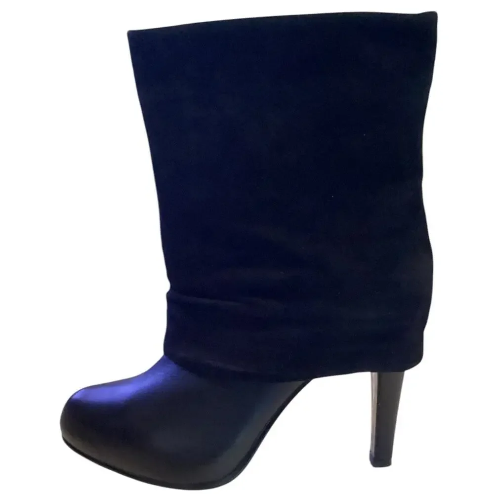 Franco Sarto Women's Black Ankle Booties Fold-Over Block Heel Size‎ 8 M